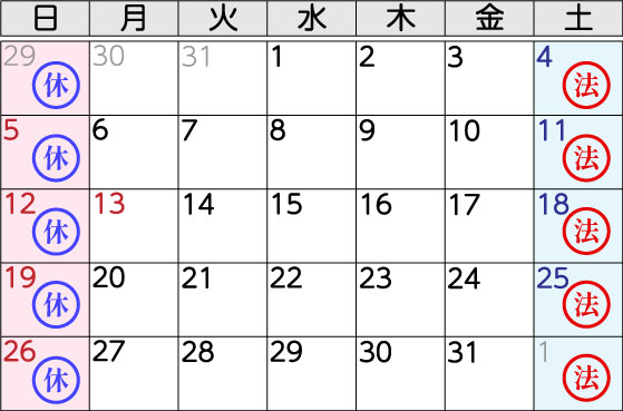 毎週１回の休日を与える場合②